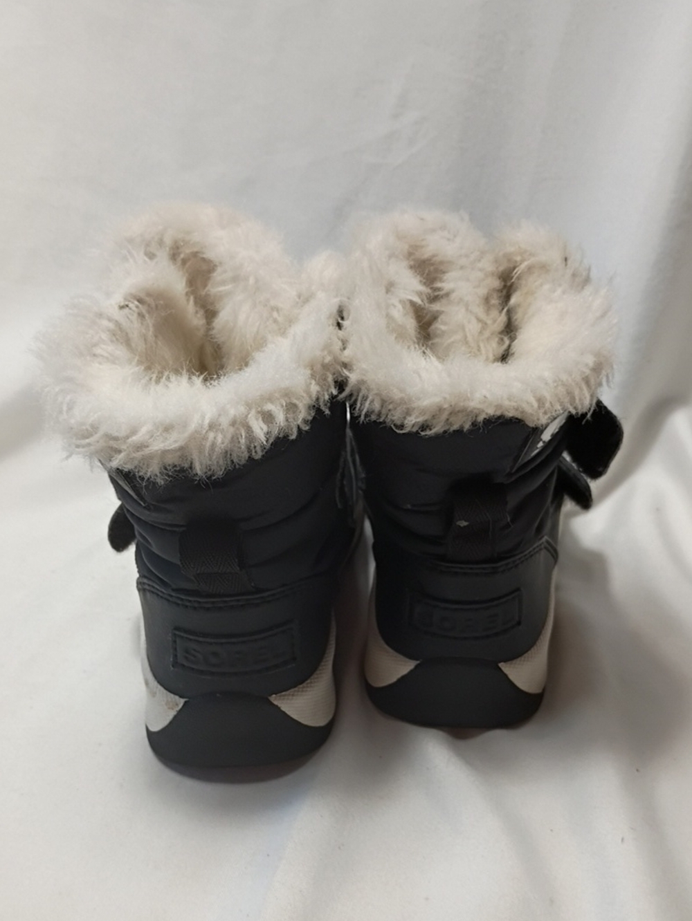 EUC Sorel Girls Whitney II Strap Snowboots Black And White Size 10 Waterproof - Picture 2 of 11